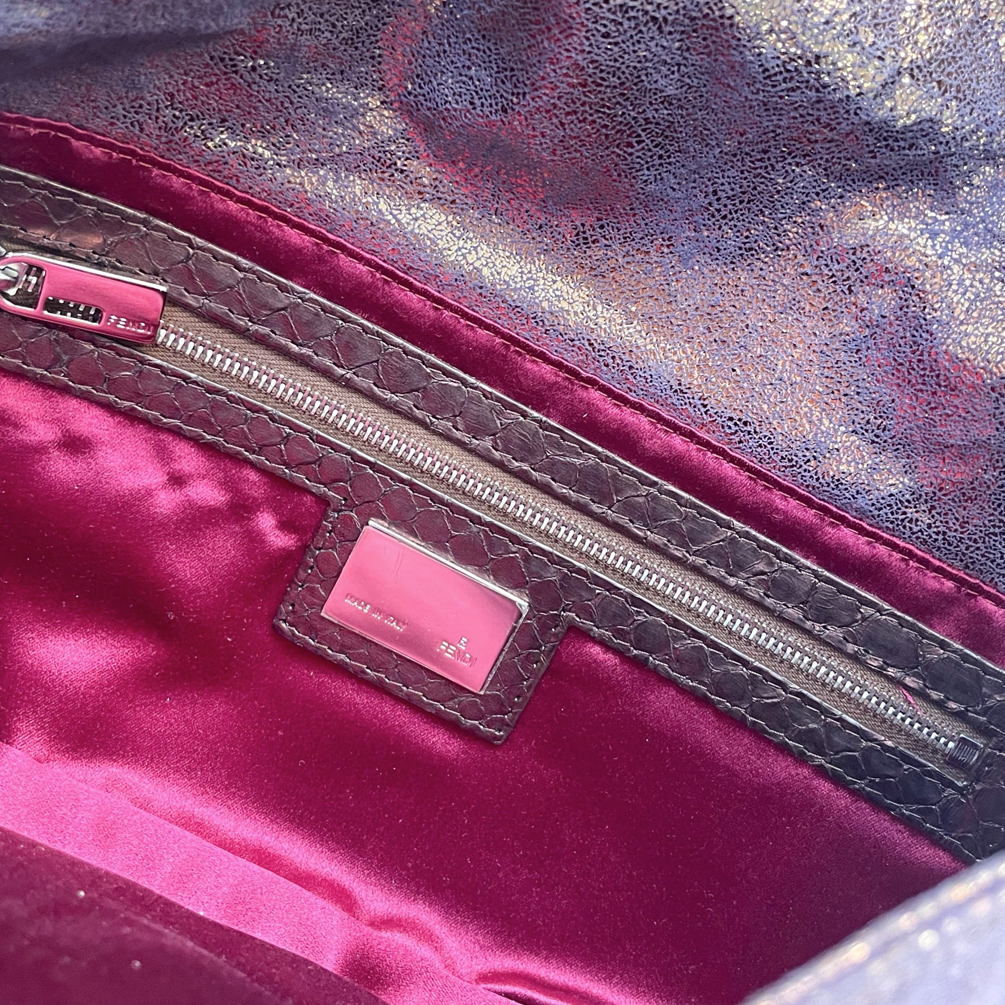 Fendi Iridescent Snakeskon Baguette - Handbags