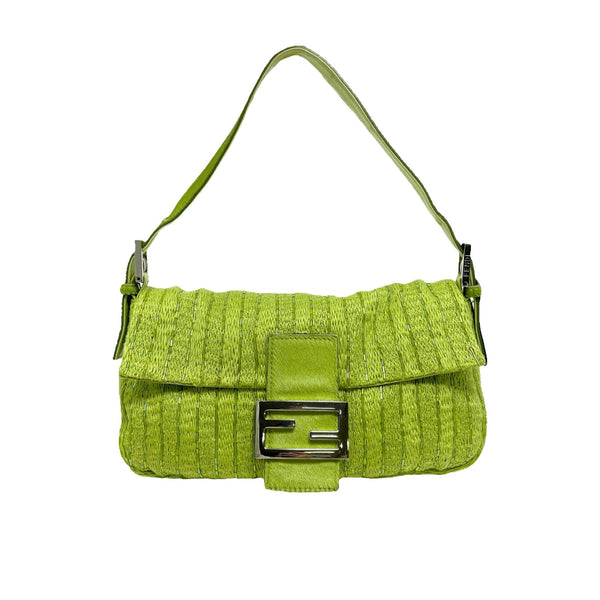 Fendi Lime Green Beaded Baguette Bag
