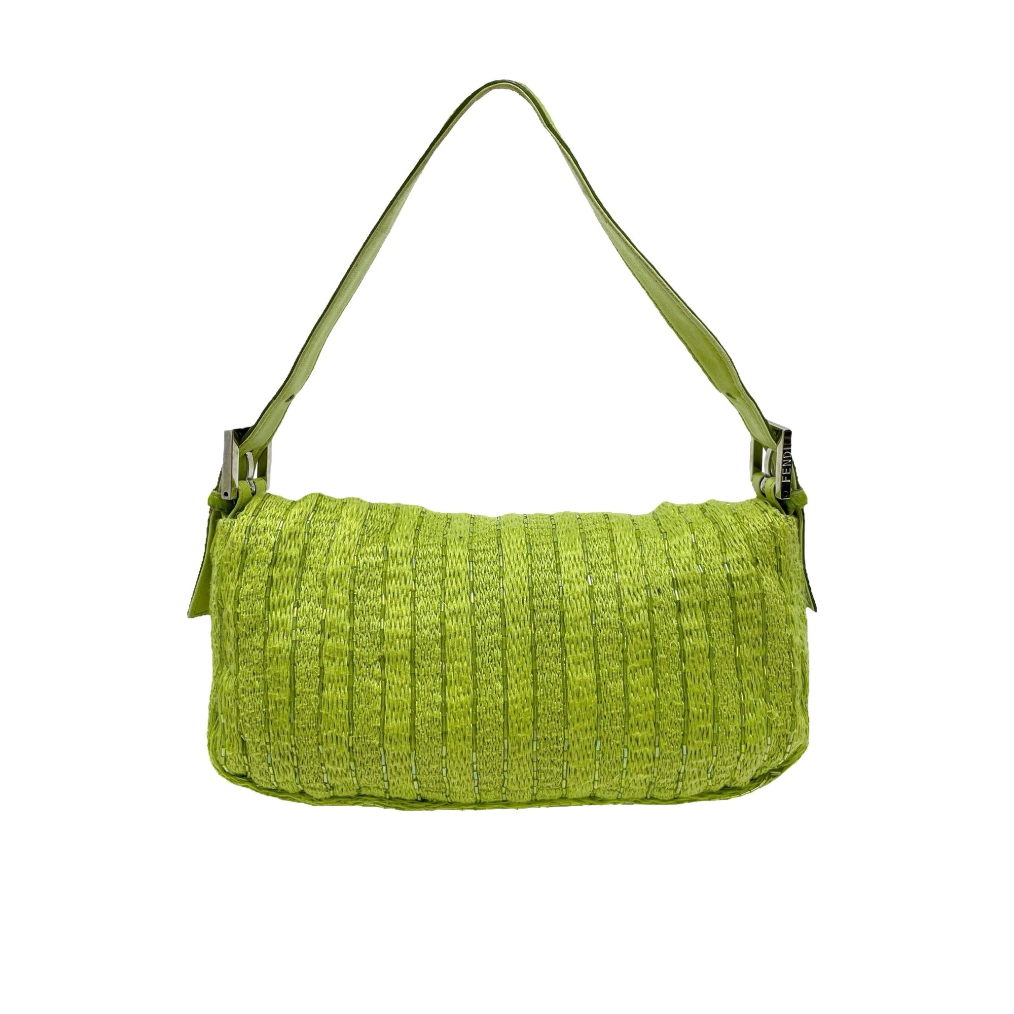 Fendi Lime Green Beaded Baguette Bag - Handbags