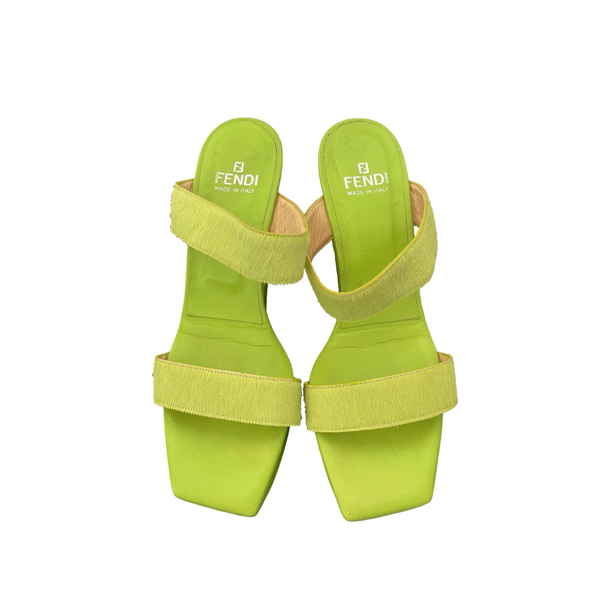 Fendi Lime Green Calf Hair Heels - Shoes