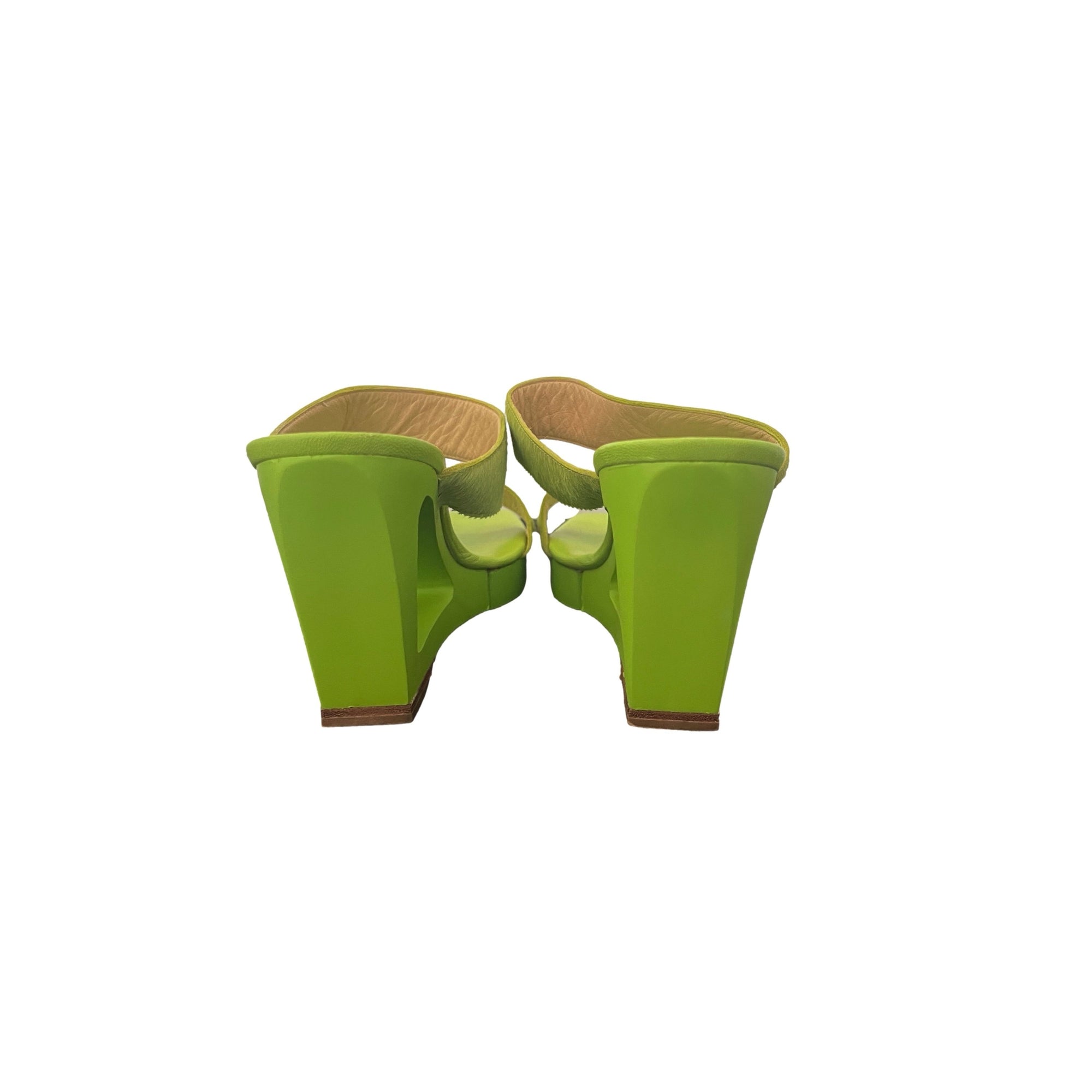 Fendi Lime Green Calf Hair Heels - Shoes