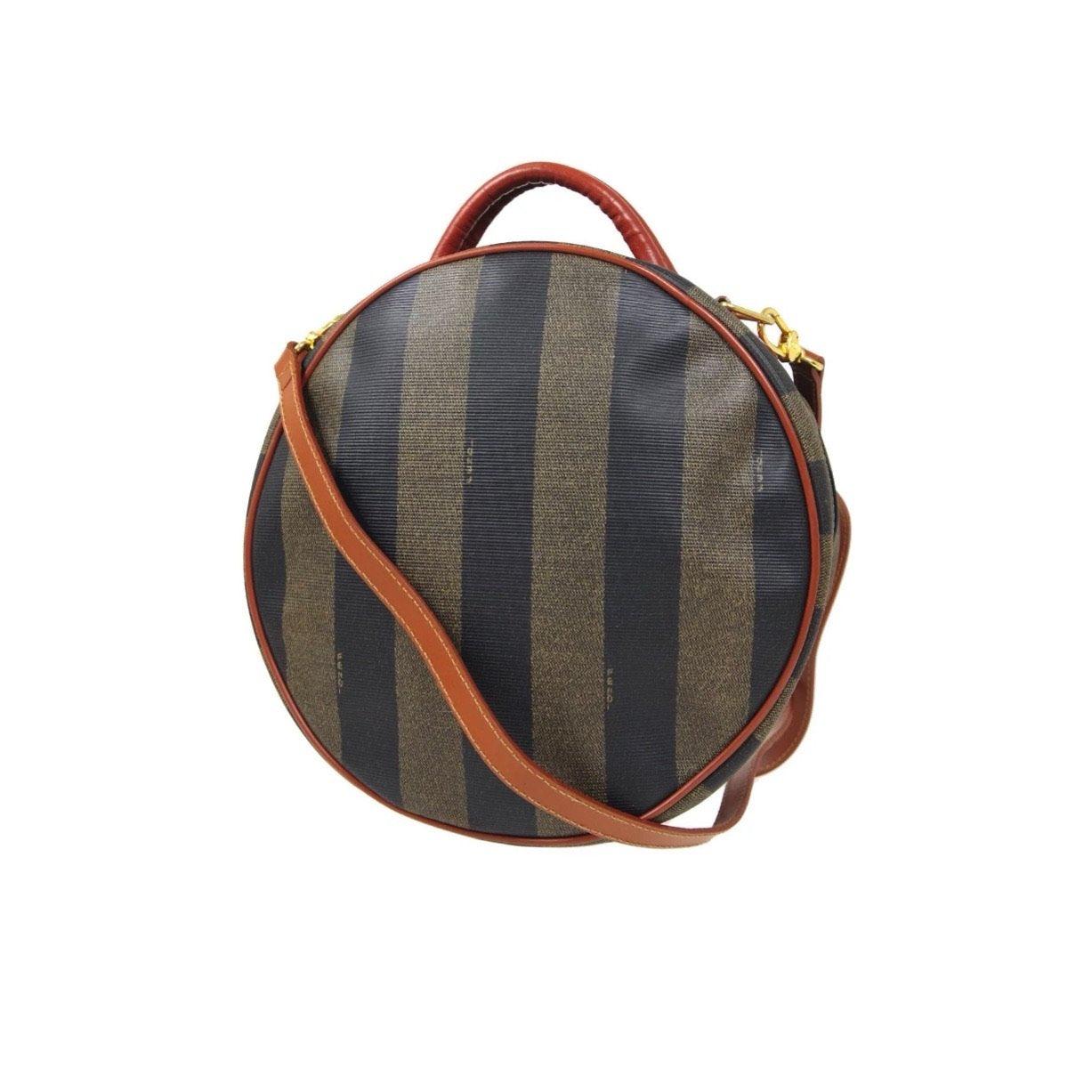 Fendi Logo Striped Two-Way Round Bag - Handbags