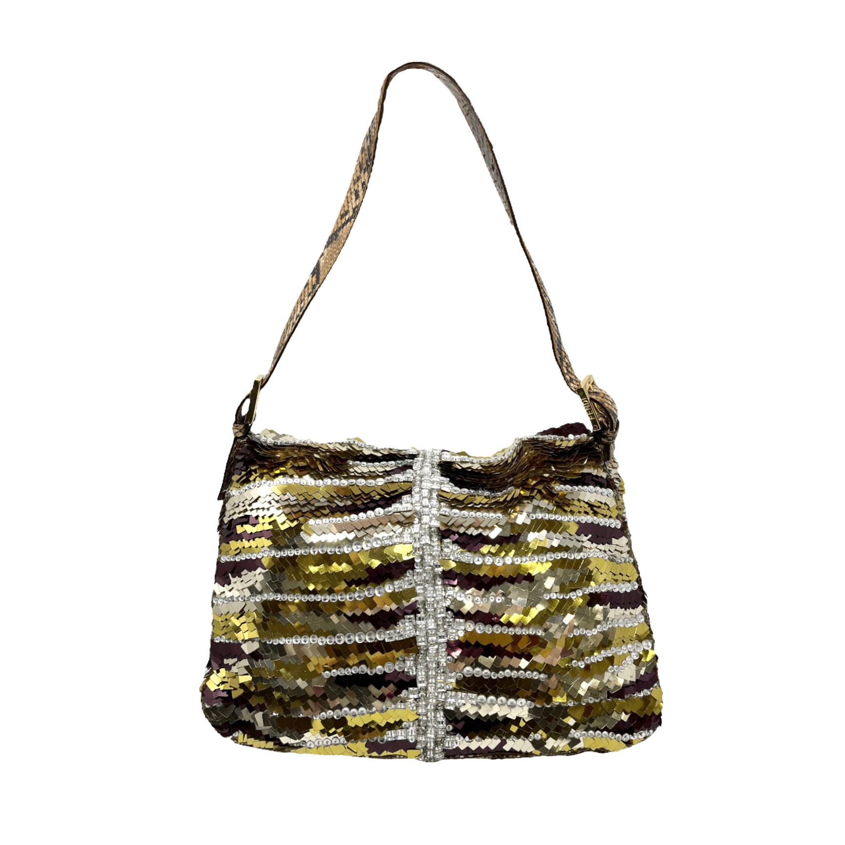 Fendi Metallic Sequins Baguette - Handbags