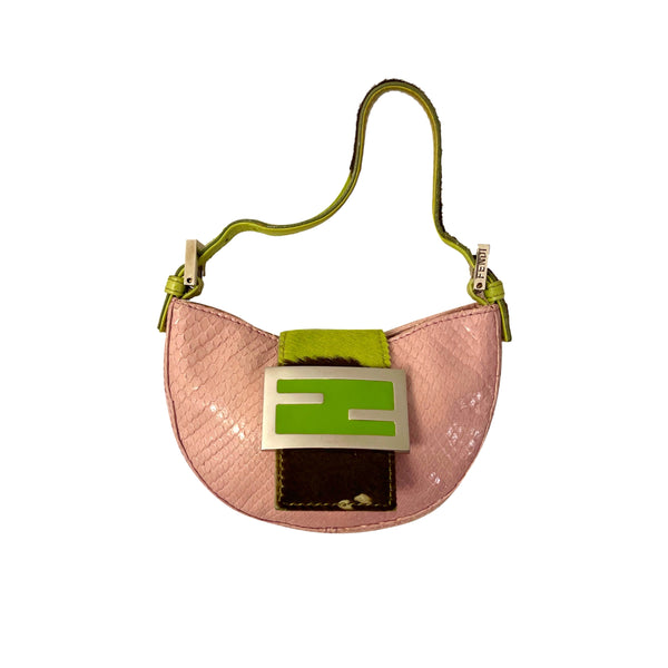 FENDI 90s Lemon + Lime Snakeskin Croissant Mini Bag — Garment