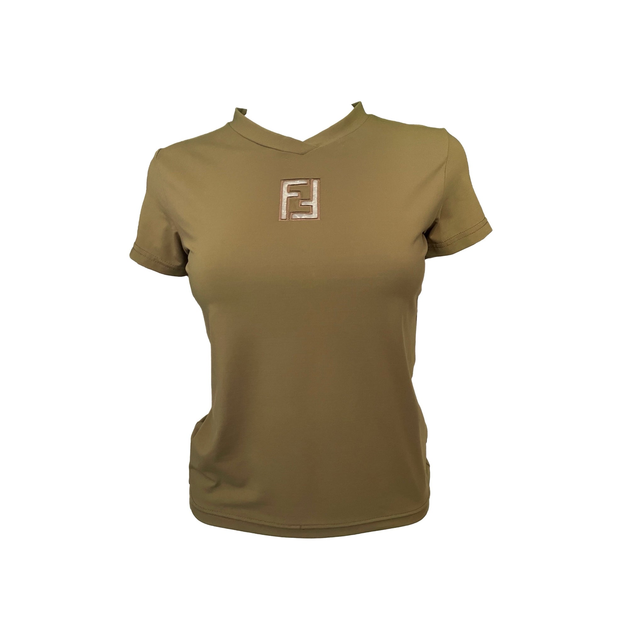 Fendi Olive Logo T-Shirt - Apparel