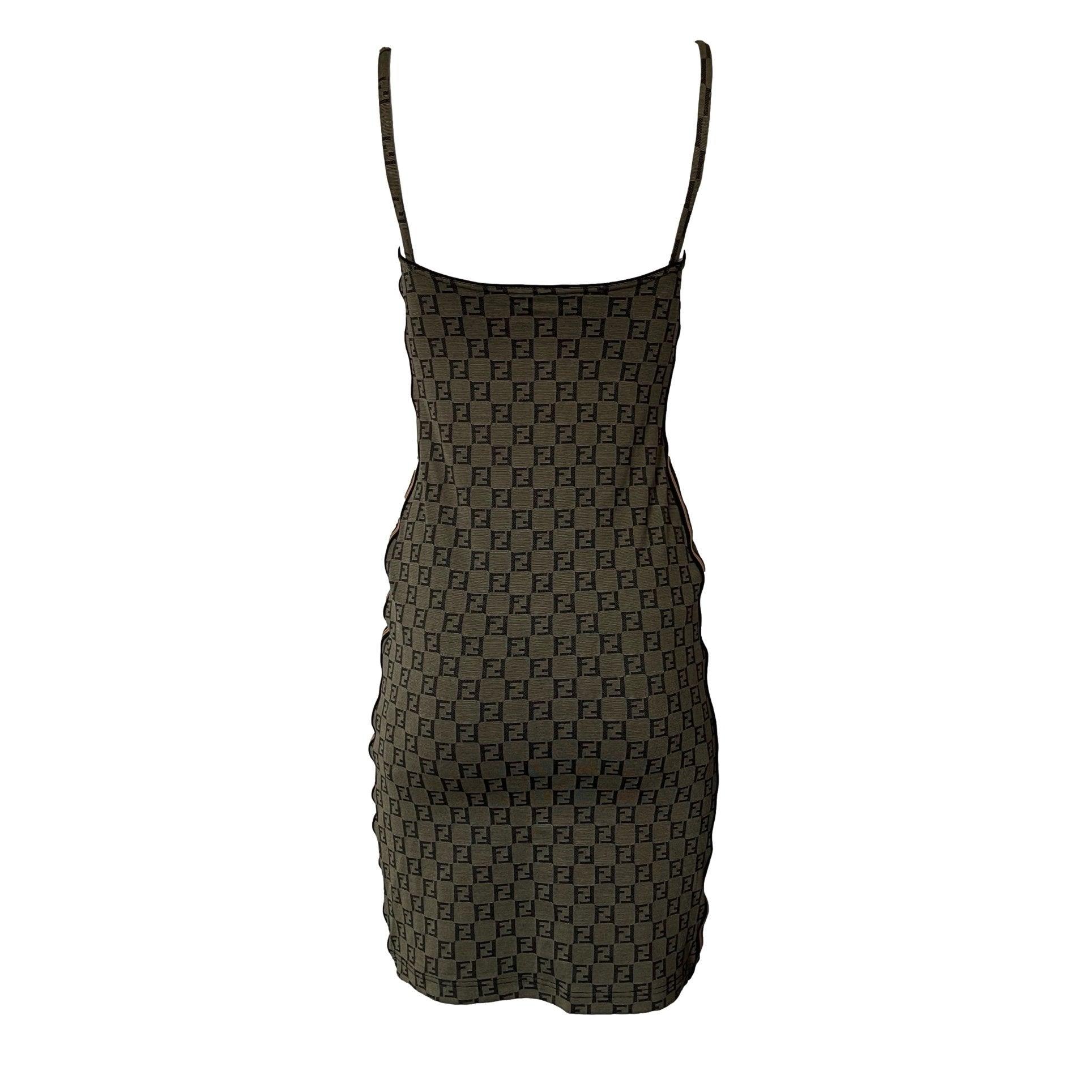 Fendi Olive Monogram Stretch Dress - Apparel