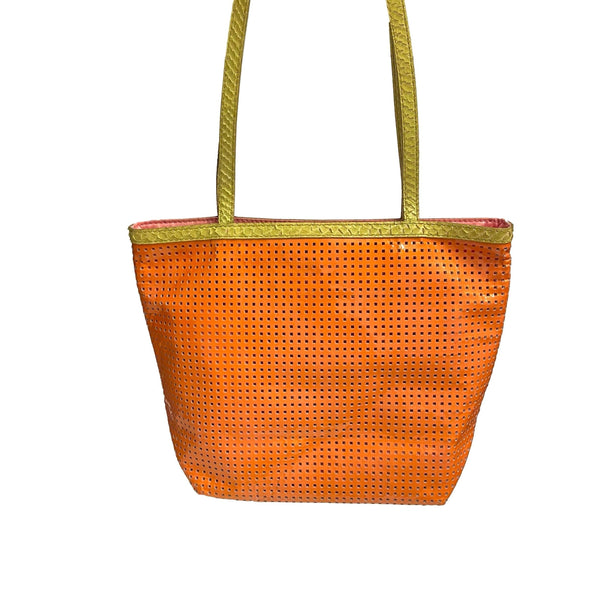 Fendi Orange Perforated Mini Shoulder Tote - Handbags