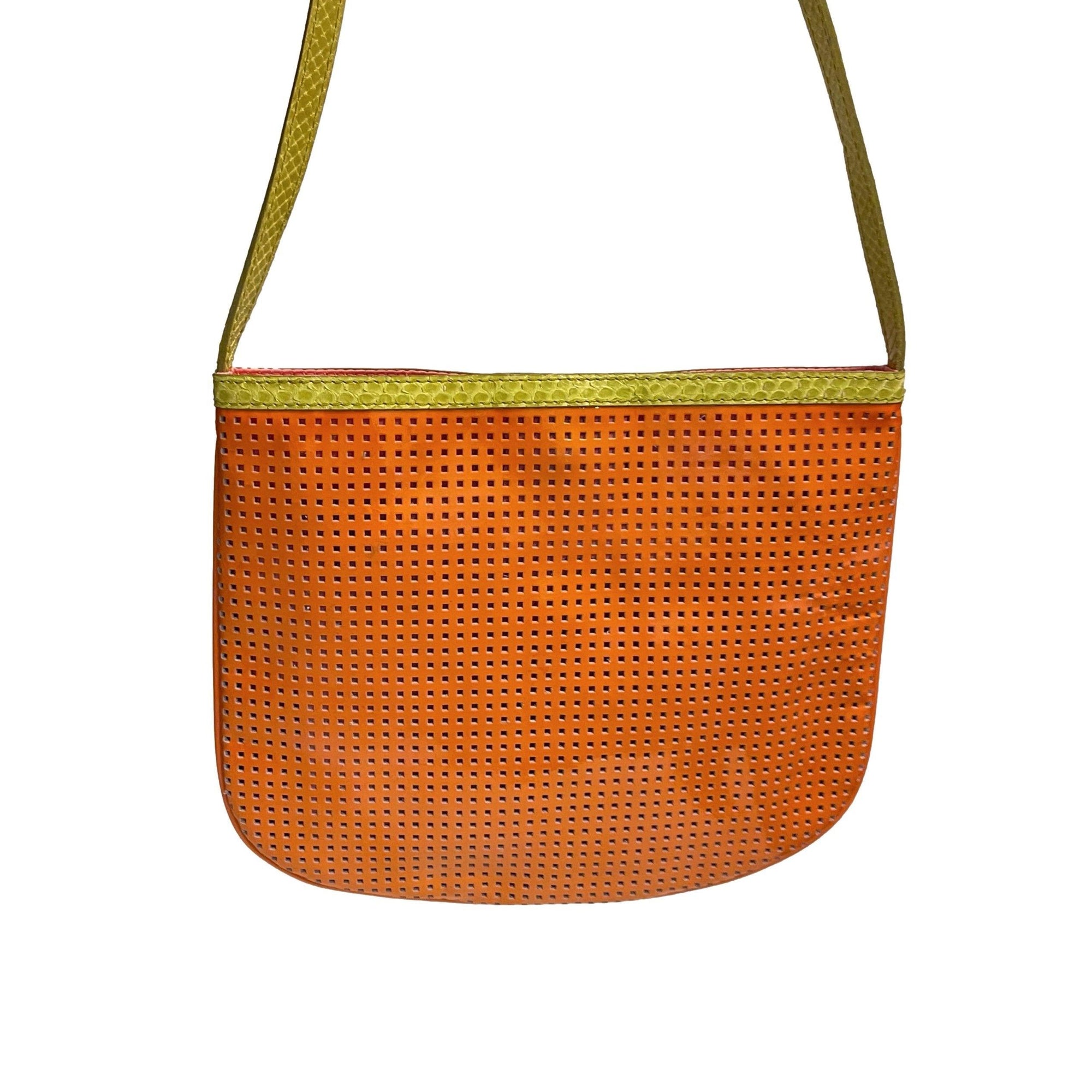 Fendi Orange Perforated Shoulder Bag - Handbags