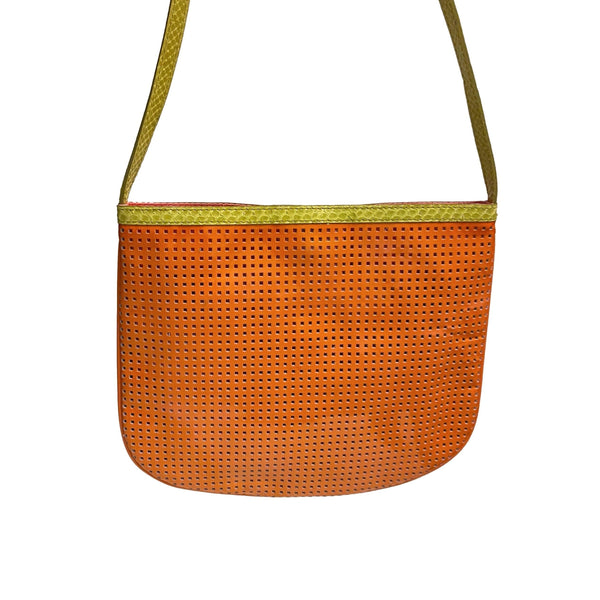 Fendi Orange Perforated Shoulder Bag - Handbags