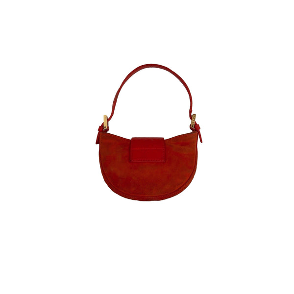 Fendi Orange Suede Mini Croissant Bag - Handbags