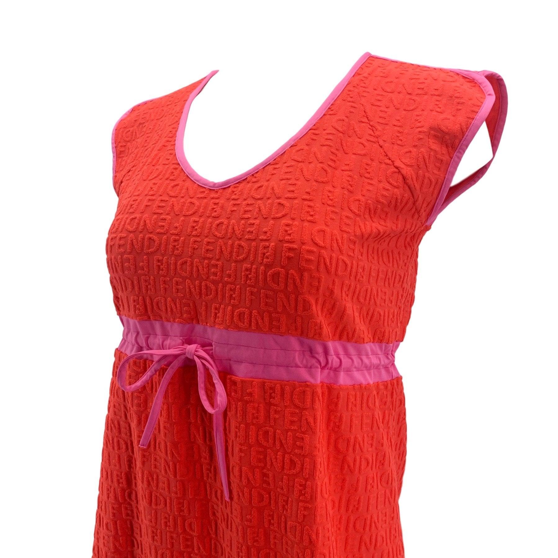 Fendi Orange Terry Cinched Dress - Apparel