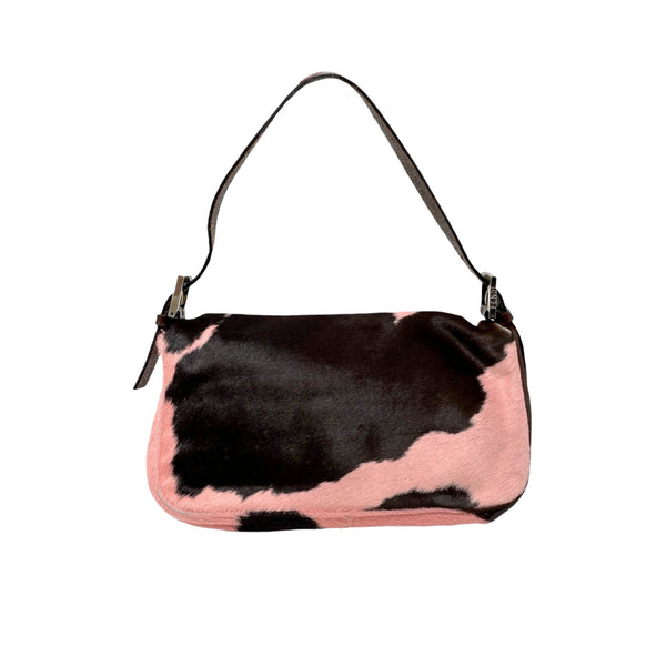 Fendi Pink Cow Print Baguette - Handbags