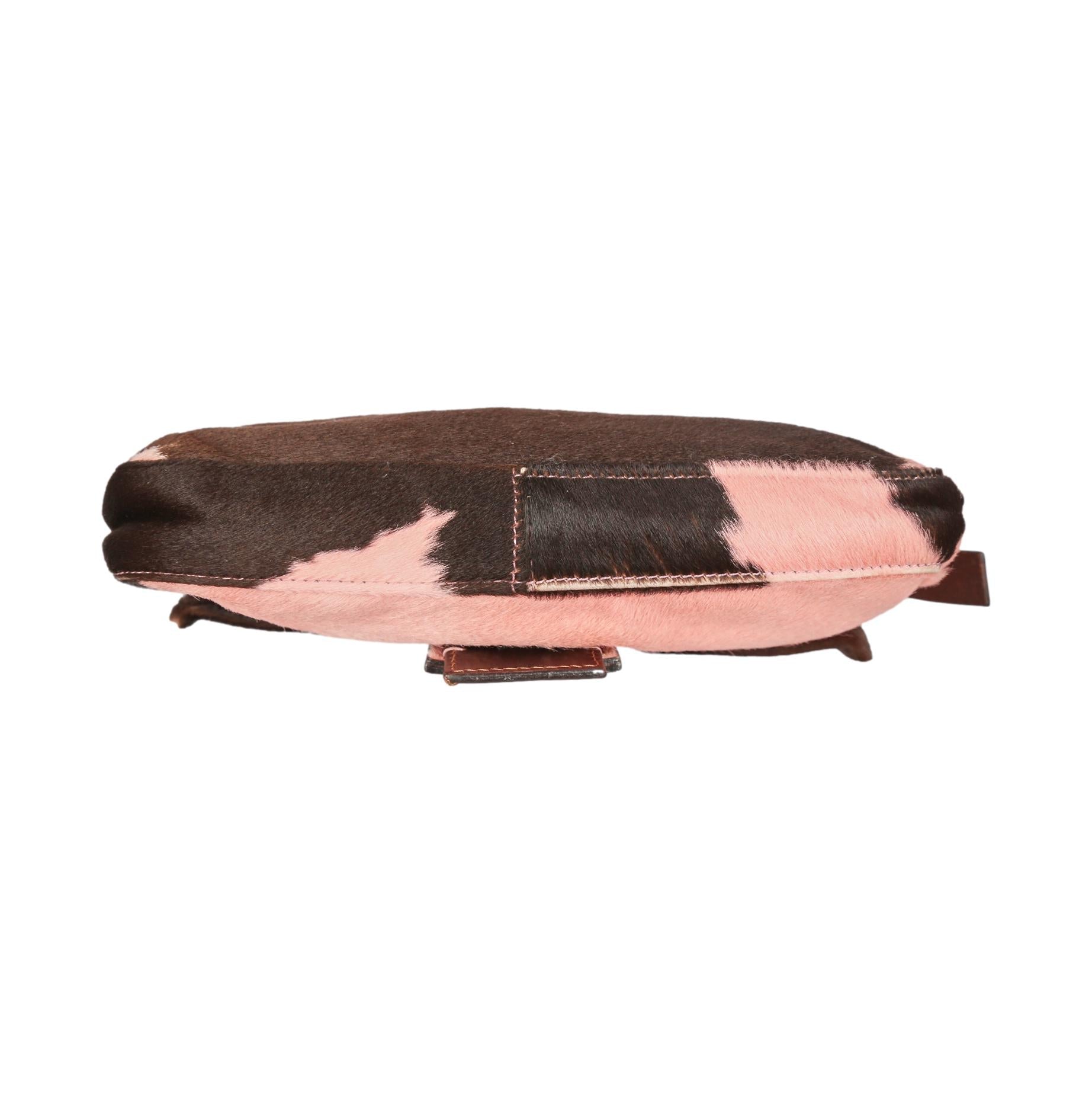 Fendi Pink Cow Print Baguette - Handbags