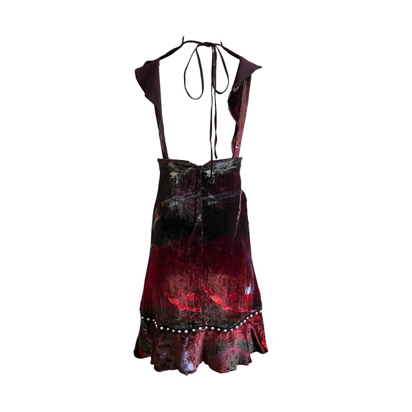 Fendi Plum Print Pearl Velour Dress - Apparel