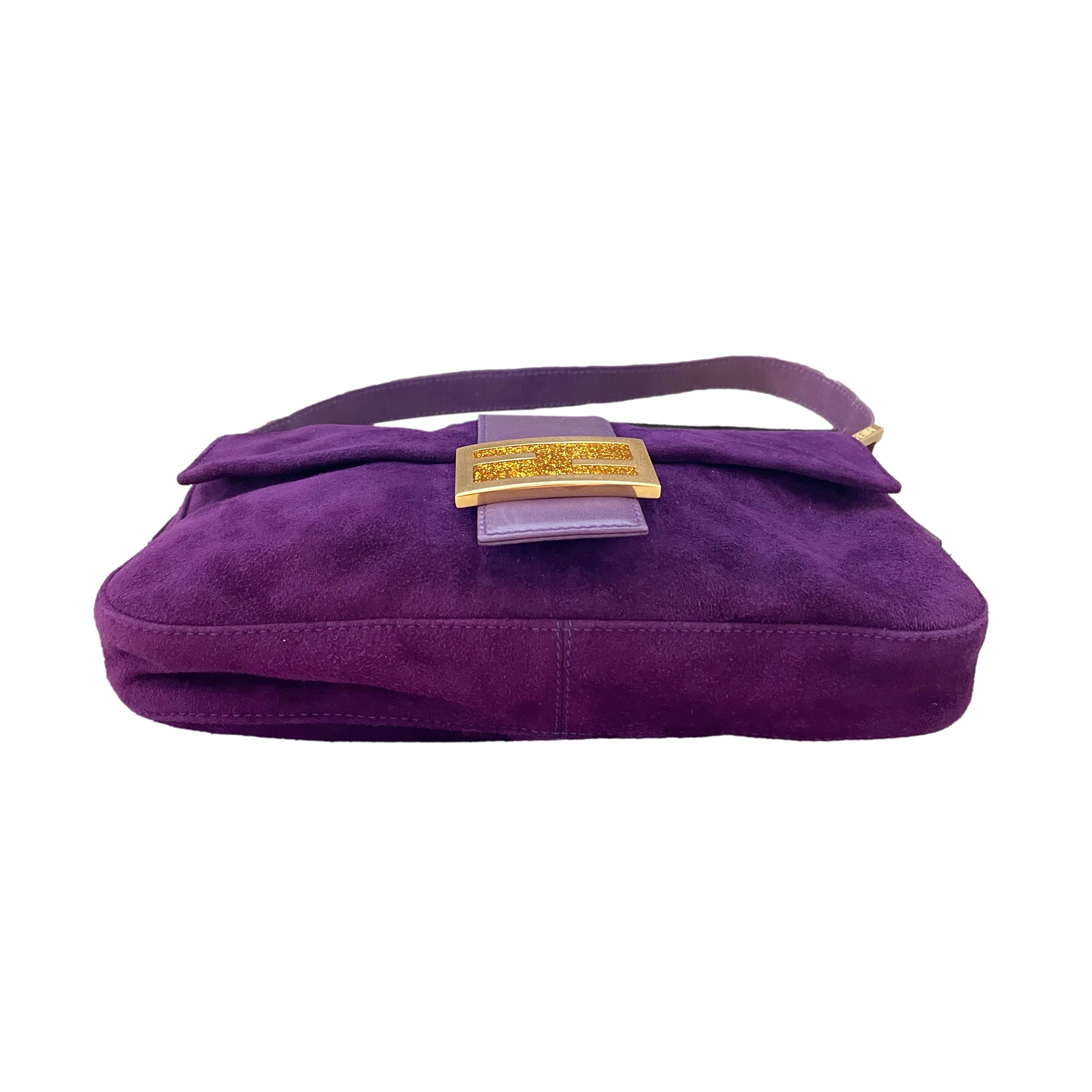 Fendi, Bags, Vintage Purple Fendi Nubuck Suedeleather Baguette Bag