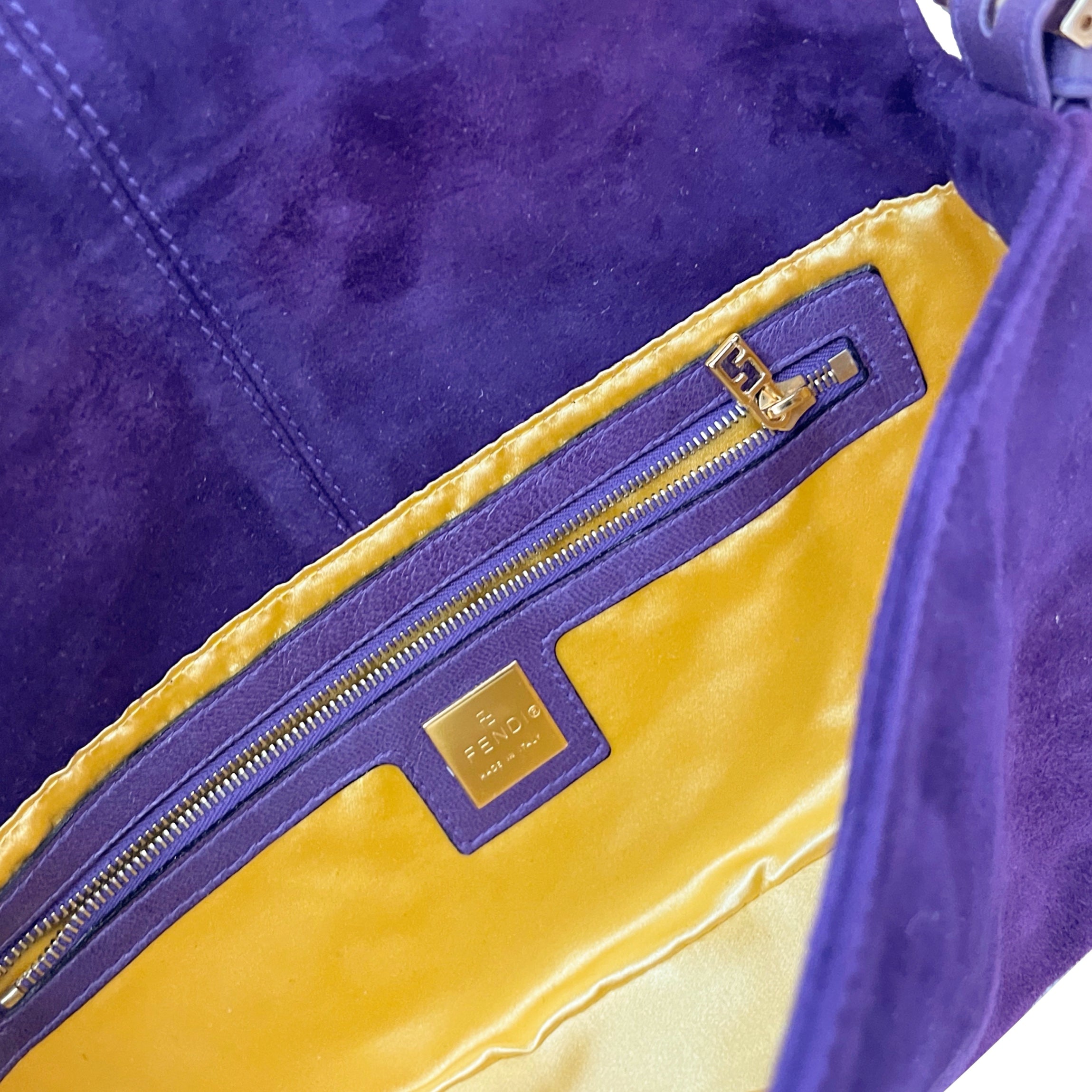 Fendi, Bags, Vintage Purple Fendi Nubuck Suedeleather Baguette Bag