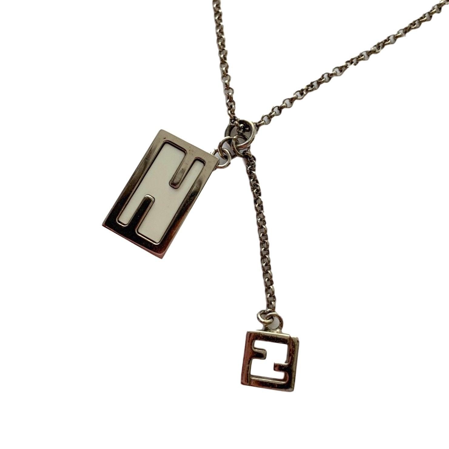 Fendi Silver Double Logo Chain Necklace - Jewelry