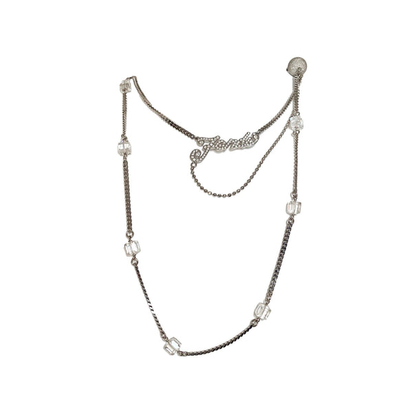 Fendi Silver Logo Jeweled Layered Necklace - Jewelry