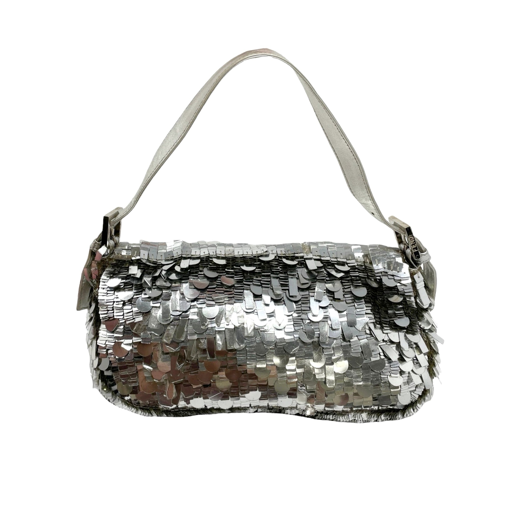 Re-edition FENDI silver sequin baguette bag