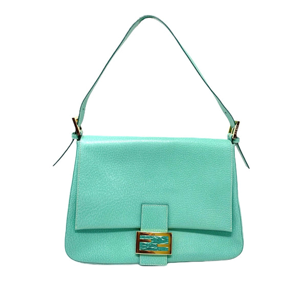 Fendi Turquoise Leather Baguette Bag - Handbags