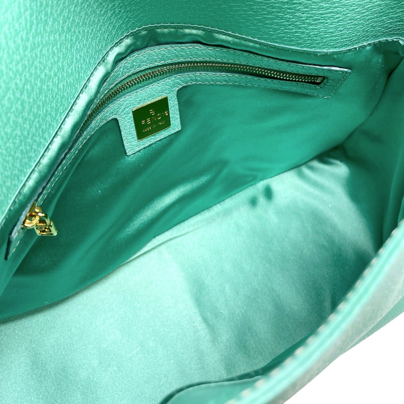 Fendi Turquoise Leather Baguette Bag - Handbags