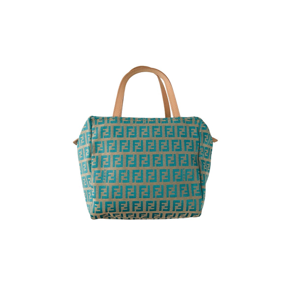 Fendi Turquoise Monogram Mini Top Handle - Handbags