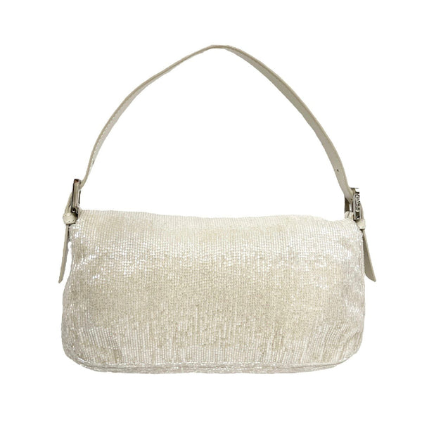 Fendi White Beaded Baguette Bag - Handbags