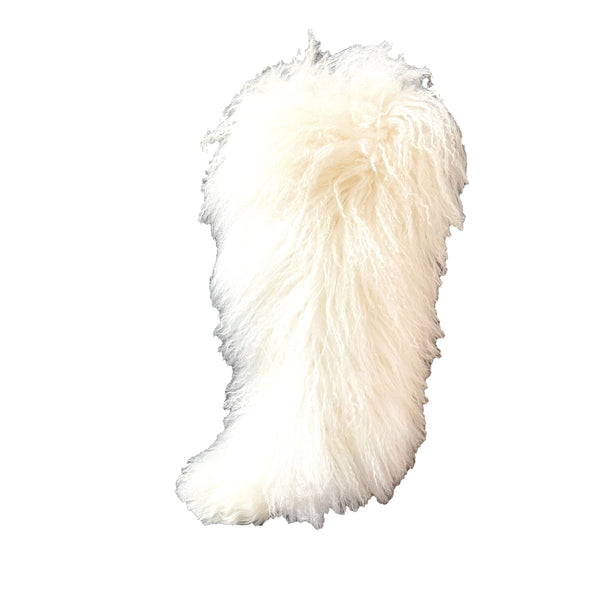 Fendi White Faux Fur Wedge Boots - Shoes