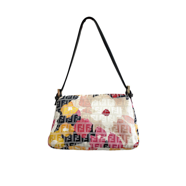 Fendi White Floral Mini Baguette Bag - Handbags