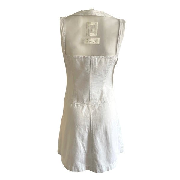 Fendi White Logo Cut Out Dress - Apparel