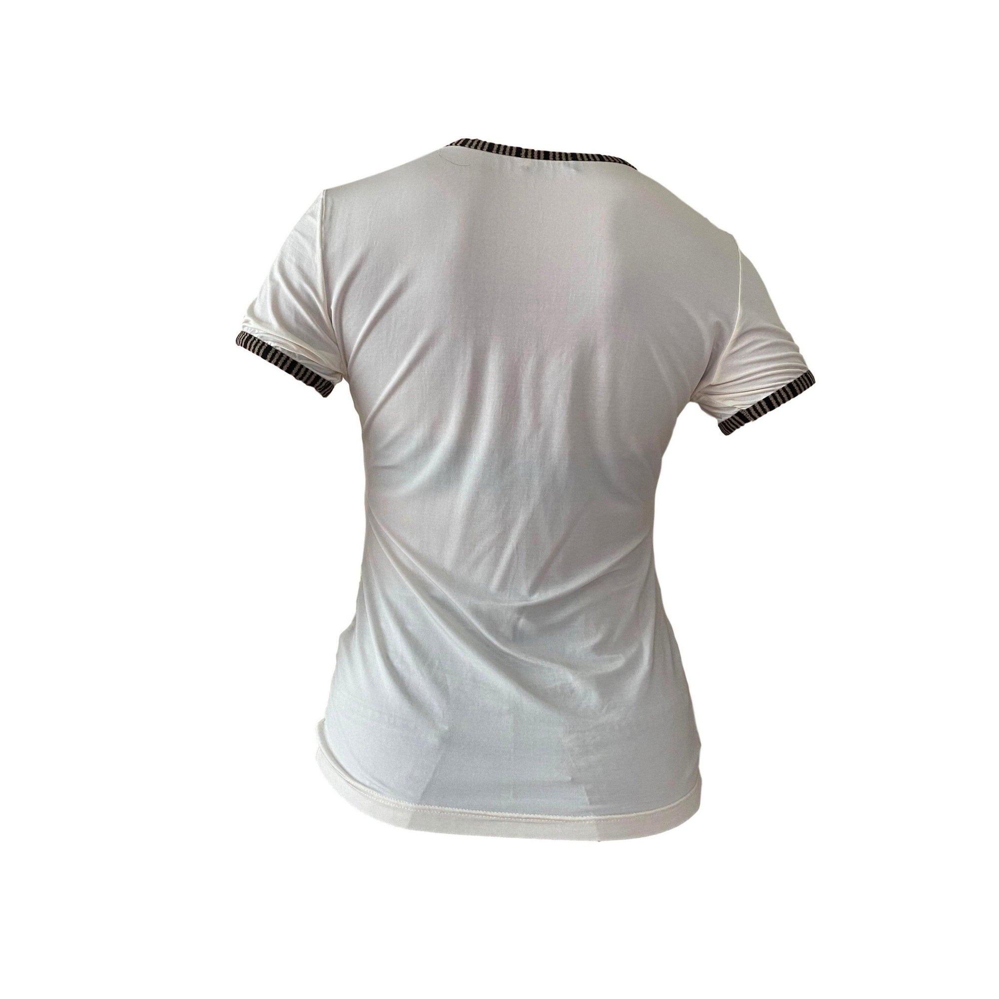 Fendi White Logo Ringer T-Shirt - Apparel