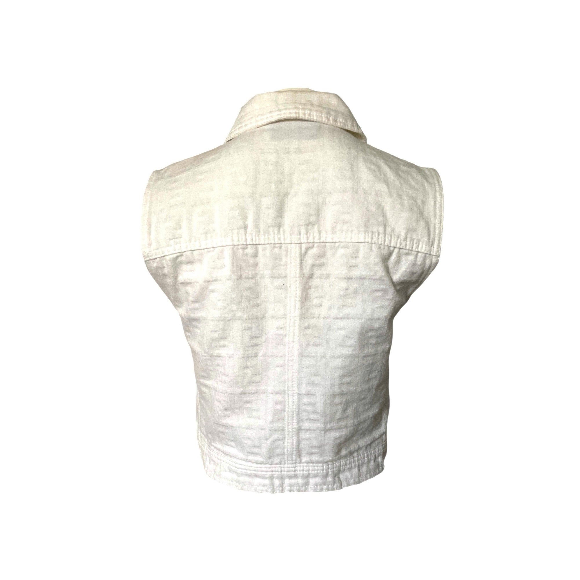 Fendi White Monogram Denim Vest - Apparel