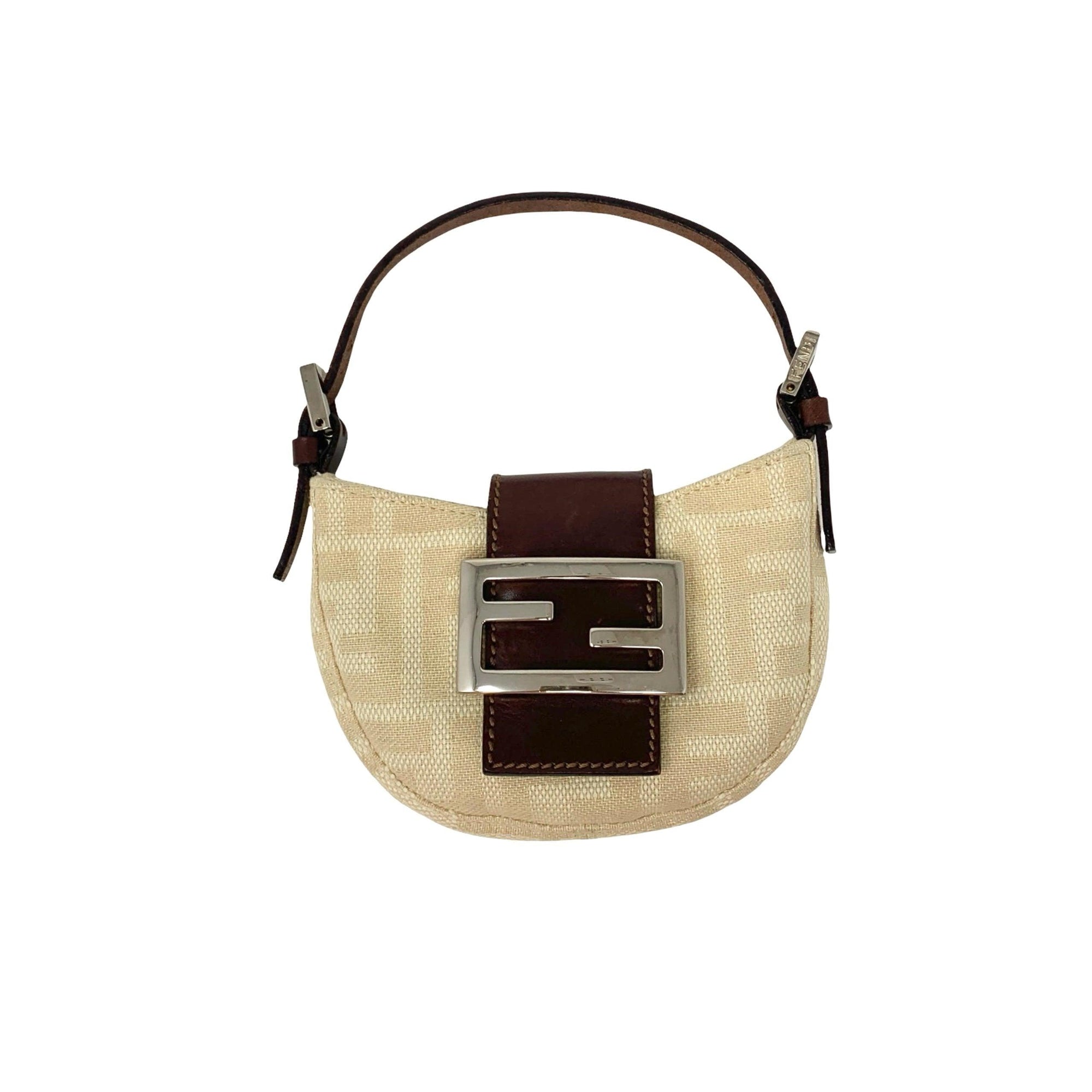 Fendi White Monogram Mini Croissant Bag - Handbags