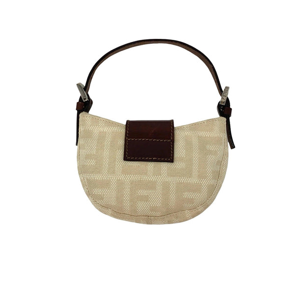 Fendi White Monogram Mini Croissant Bag - Handbags