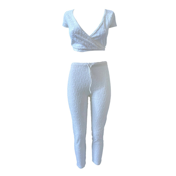 Fendi White Terry Cropped Set - Apparel