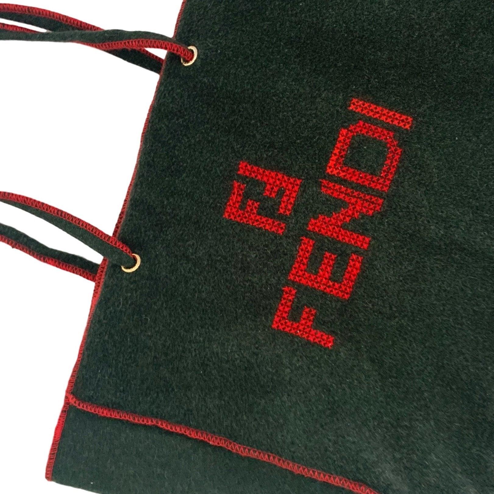 Fendi Wool Embroidered Logo Tote - Handbags