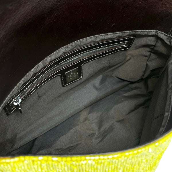 Fendi Yellow Beaded Baguette Bag - Handbags