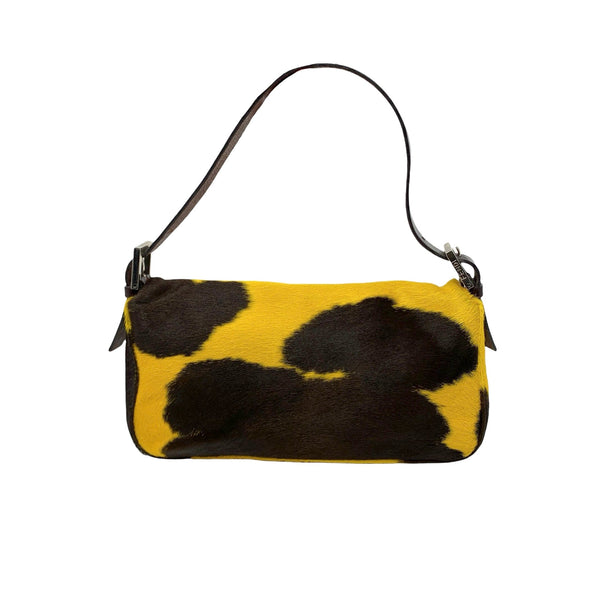 Fendi Yellow Cow Print Baguette Bag - Handbags