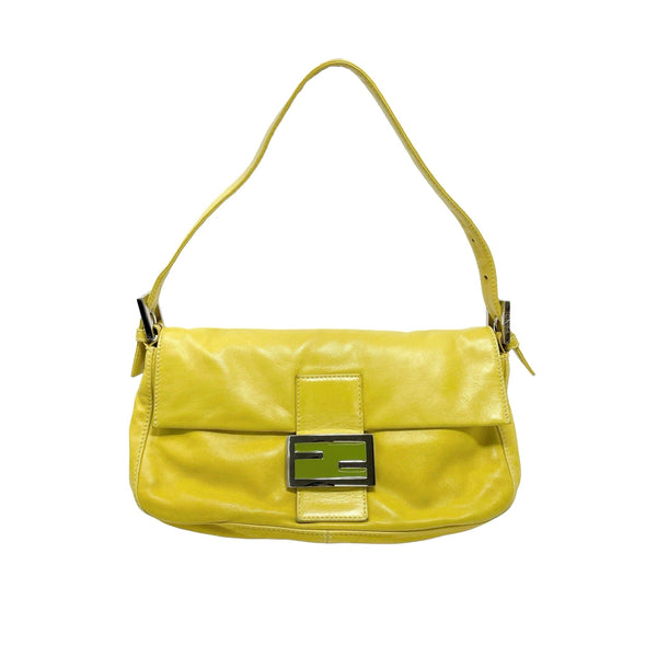 Fendi Yellow Leather Baguette Bag - Handbags