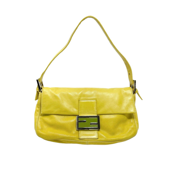 Fendi Yellow Leather Baguette Bag