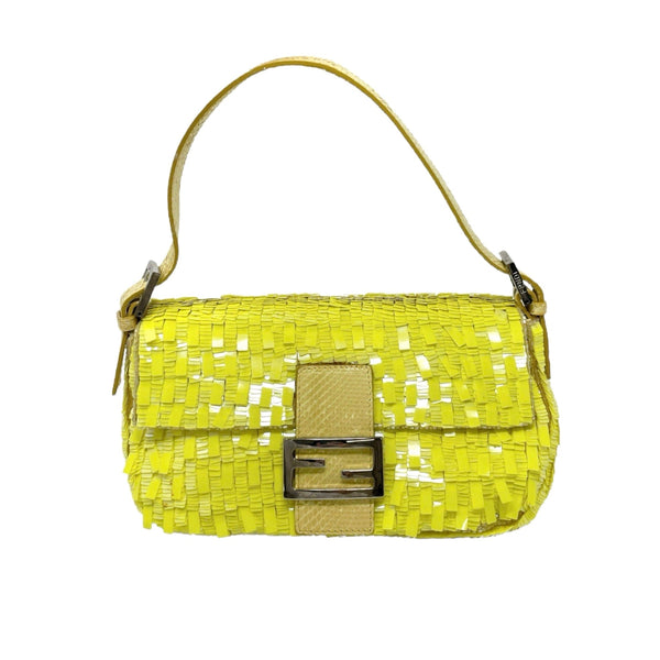 Fendi Yellow Sequin Baguette Bag - Handbags