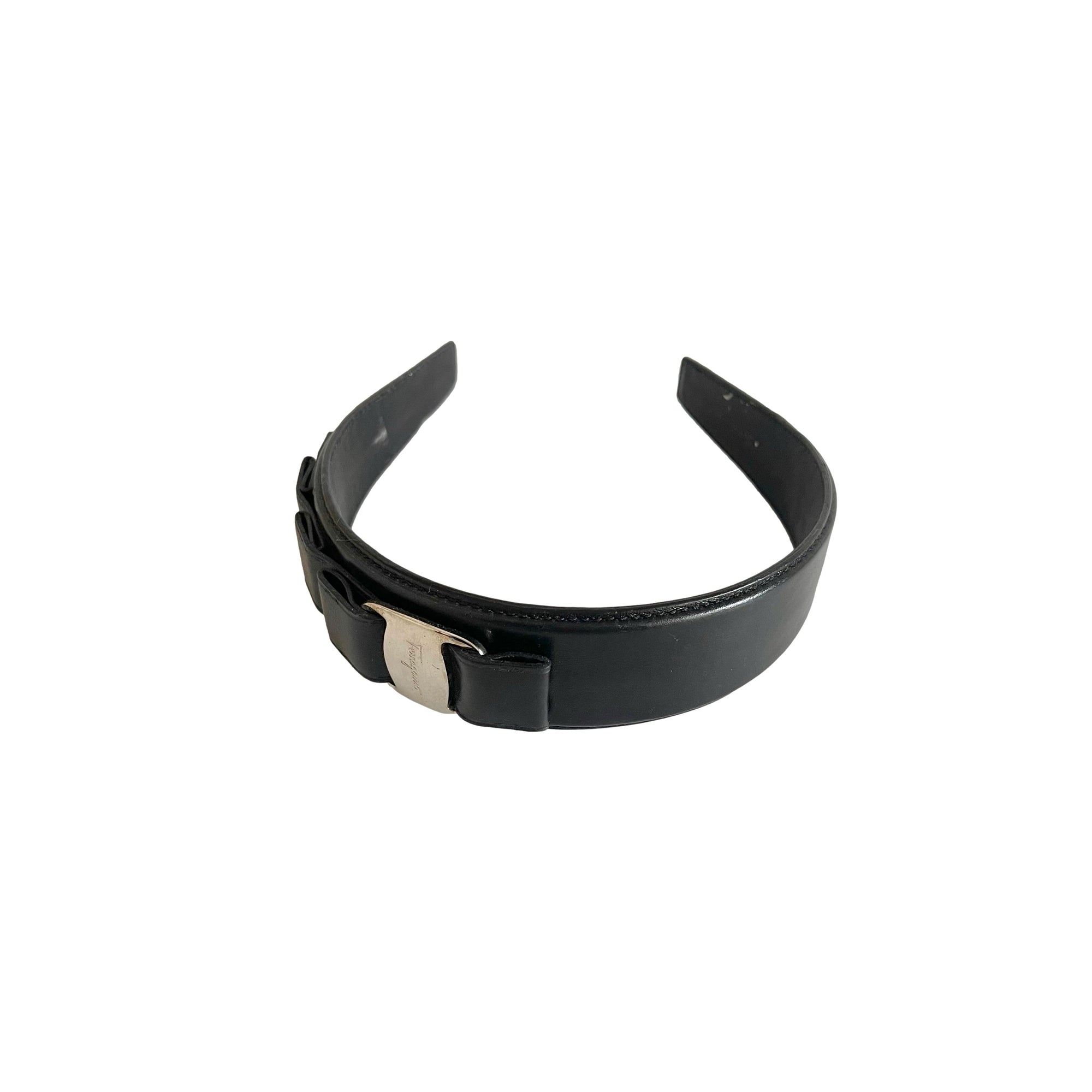 Ferragamo Black Leather Headband - Accessories