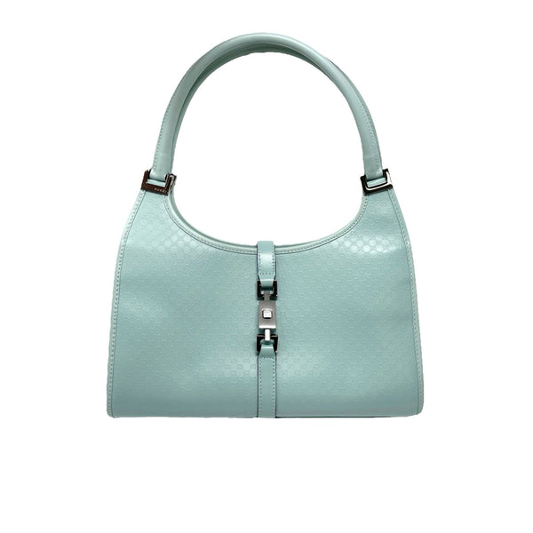 Gucci Baby Blue Structured Logo Jackie Bag - Handbags