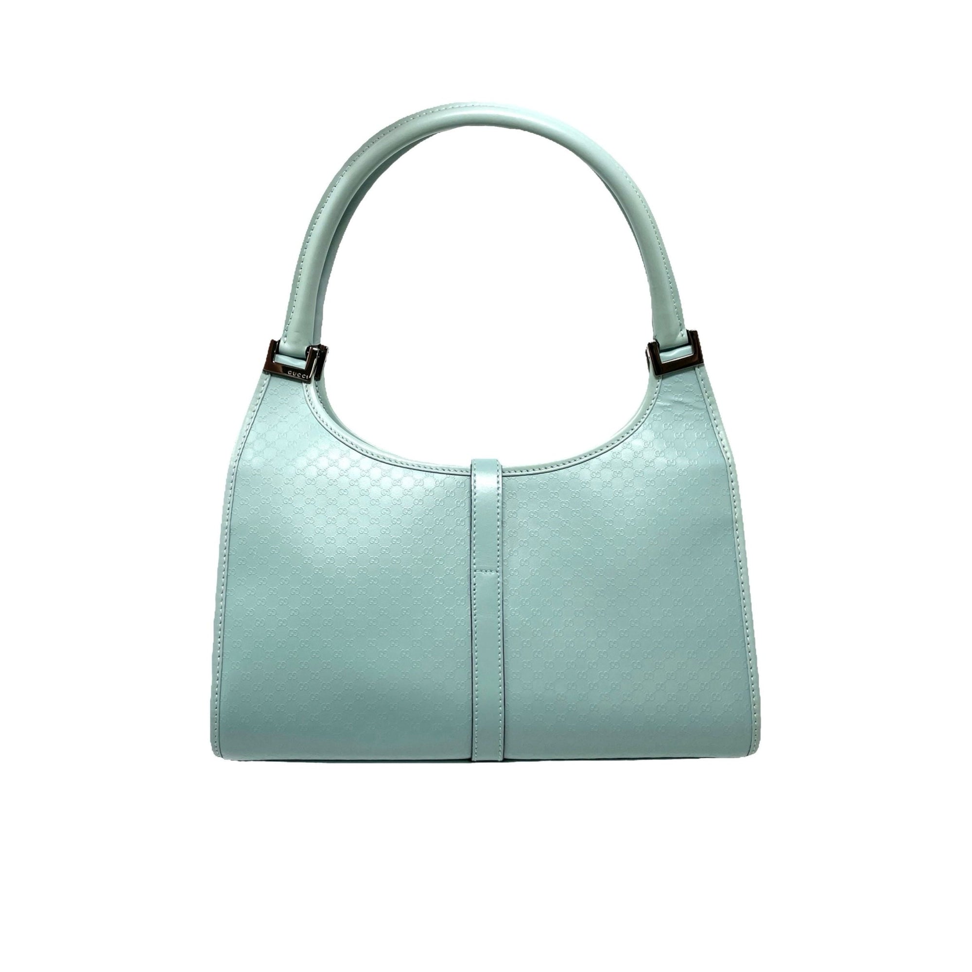 Gucci Baby Blue Structured Logo Jackie Bag - Handbags