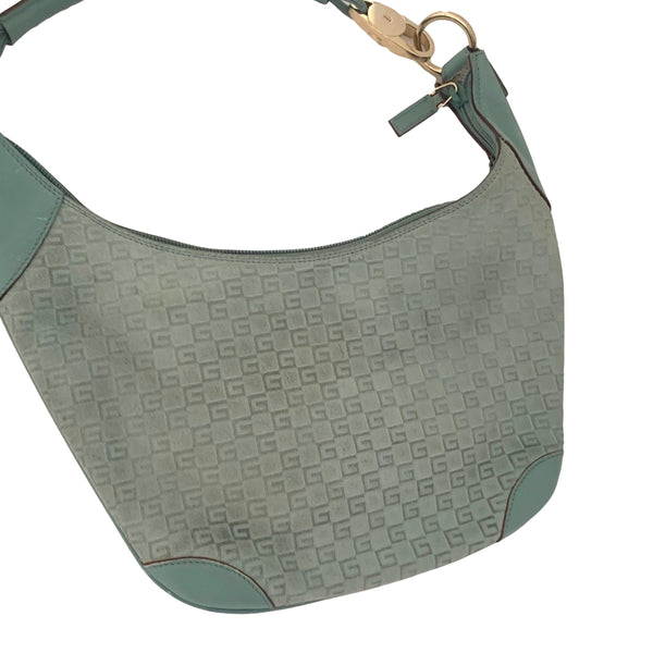 Gucci Baby Blue Suede Shoulder Bag - Handbags