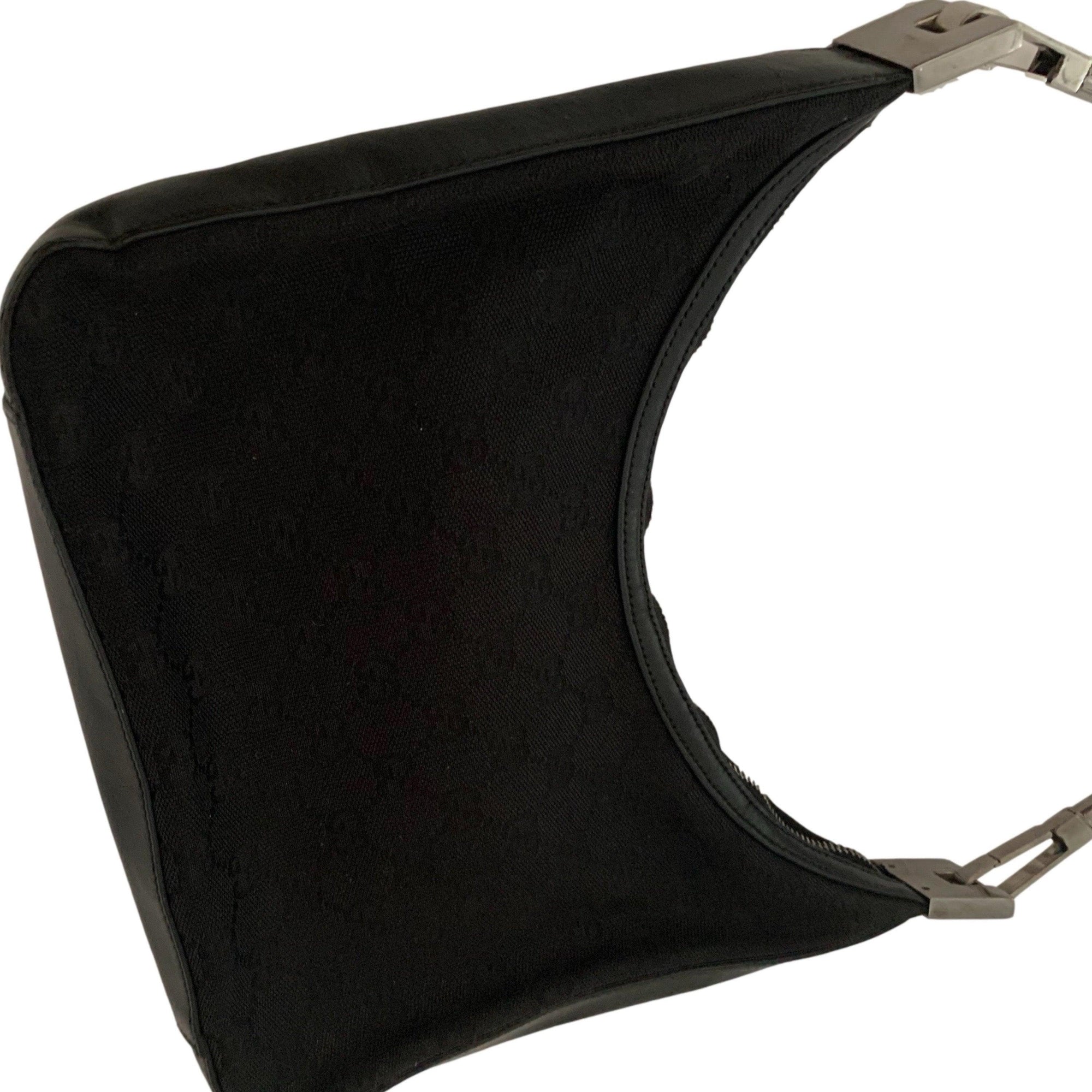Gucci Black Canvas Leather Shoulder Bag - Handbags