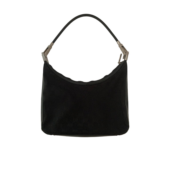 Gucci Black Canvas Leather Shoulder Bag