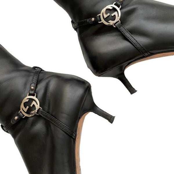 Gucci Black Leather High Boots - Shoes