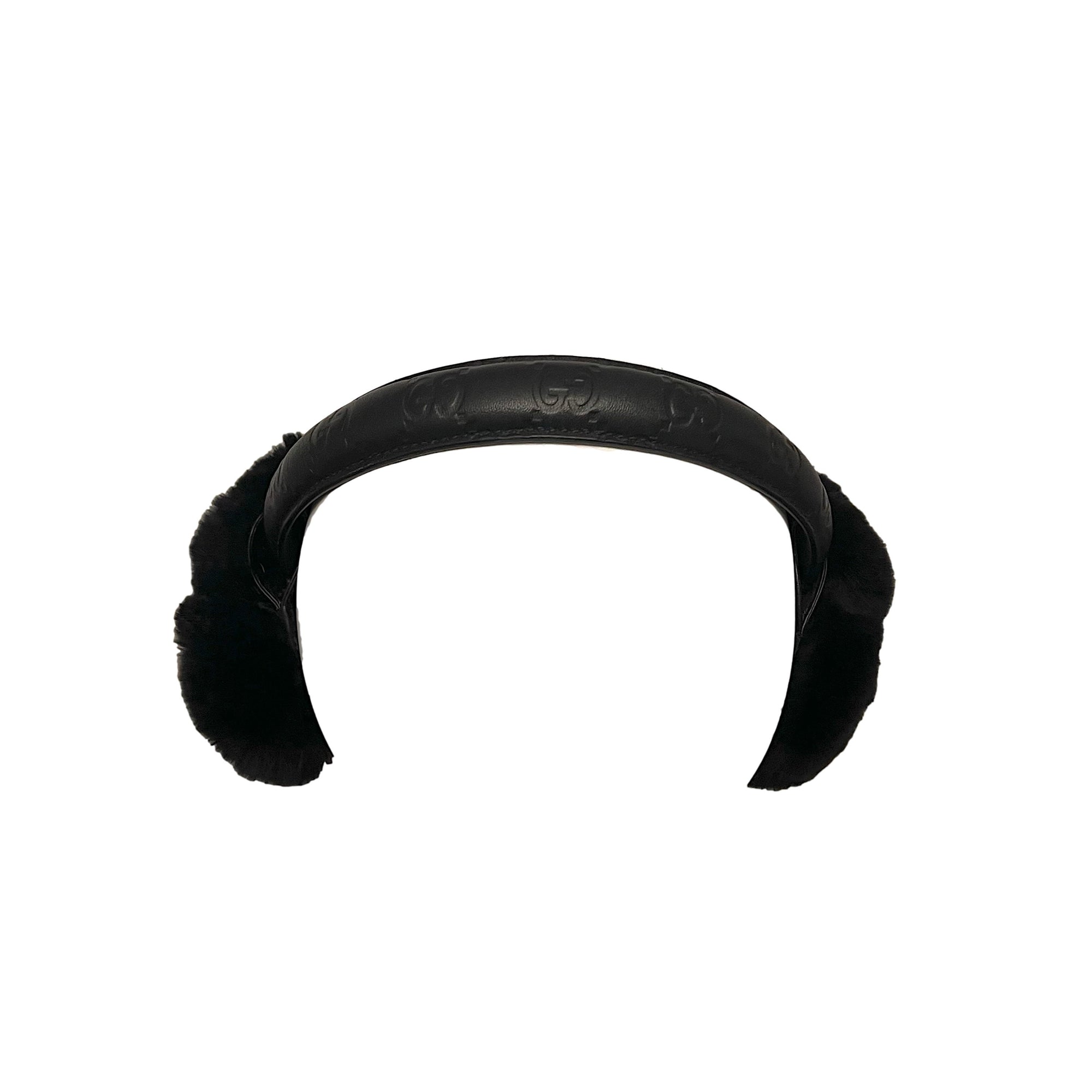 Gucci Black Logo Fur Ear Muffs - Accessories