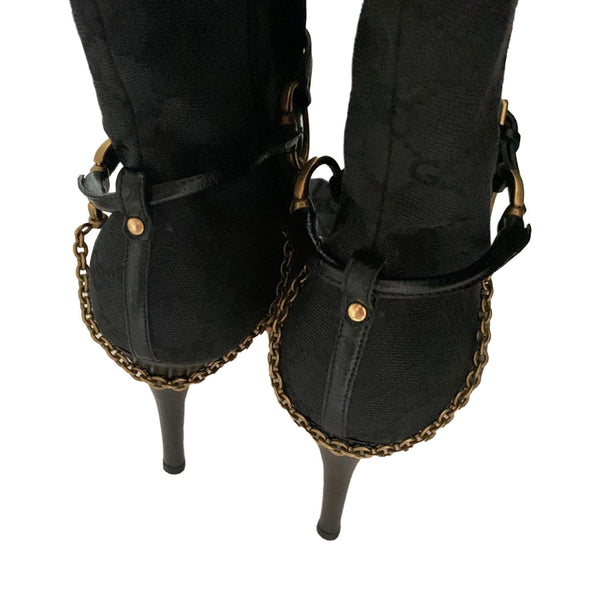 Gucci Black Logo Heeled Ankle Boots - Shoes